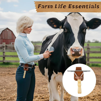 1 Set Cattle Show Comb Brush Holder Livestock Supplies for Cattle Horse Grooming Brush Show Comb with Wood Handle for Cow Livestock Brushes Pet Dog Cattlel Cows Goat Sheep.