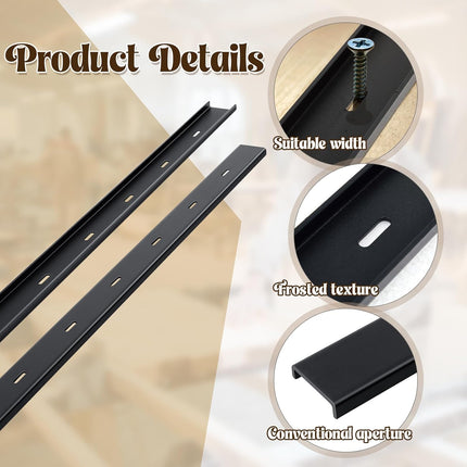 4 Pcs 36" L X 2" W C Channel Steel Support Metal Support Bracing Hidden C Bracket for Table Top Live Edge Slab Woodworking, Black Coat Finish.