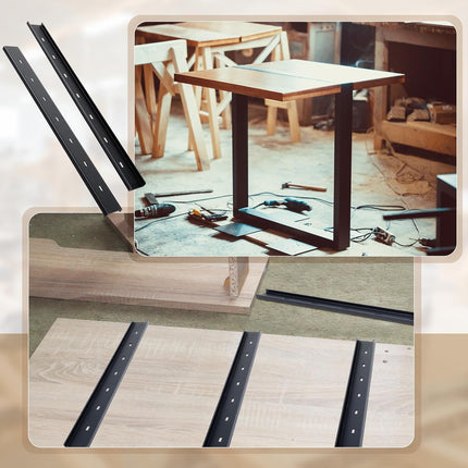 4 Pcs 36" L X 2" W C Channel Steel Support Metal Support Bracing Hidden C Bracket for Table Top Live Edge Slab Woodworking, Black Coat Finish.