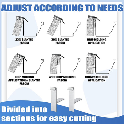 50pcs 5 Inches Aluminum Gutter Wedges for 5 Inch K Style Gutters Use to Level Your When Fascia 4, 5, and 6 inch in Slanted Sloped Application Including Crown Molding (T,Silver Grey).