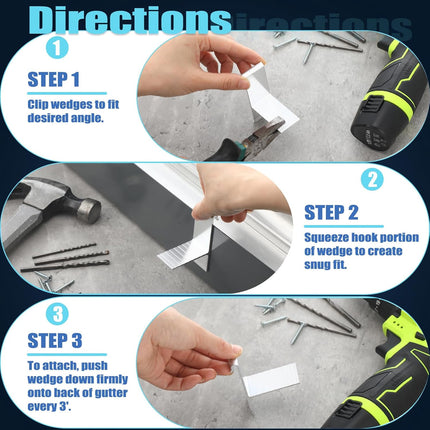 50pcs 5 Inches Aluminum Gutter Wedges for 5 Inch K Style Gutters Use to Level Your When Fascia 4, 5, and 6 inch in Slanted Sloped Application Including Crown Molding (T,Silver Grey).