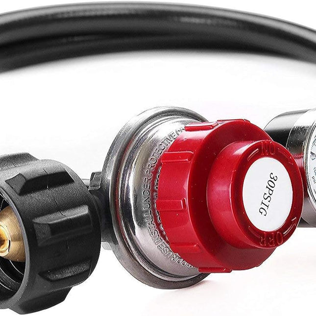 4 FT 0-30 PSI Adjustable High Pressure Propane Regulator and Hose with Gauge, Fits for Grill Burner Turkey Fryer Cooker Firepit Forge and More.