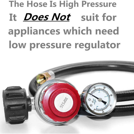 4 FT 0-30 PSI Adjustable High Pressure Propane Regulator and Hose with Gauge, Fits for Grill Burner Turkey Fryer Cooker Firepit Forge and More.