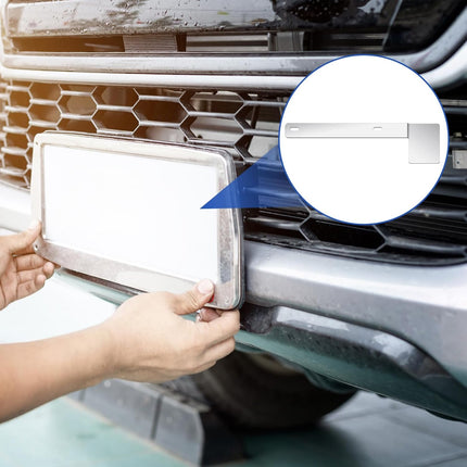2 Pcs Hawaii State Safety Check Sticker Plate Stainless Steel License Plate Bracket with 15 Degree Angled Long 2 Holes Vertical License Sticker Bracket Mount.