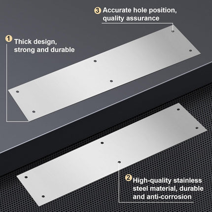 4 Pcs Stainless Steel Door Protection Push Plate with Screws, Brushed Metal Door Kick Plates for Interior & Exterior Doors, Anti-Scratch, 16 Inch, for Home & Commercial Use.