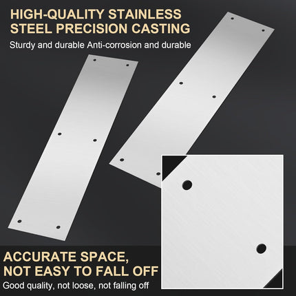 4 Pcs Stainless Steel Door Protection Push Plate with Screws, Brushed Metal Door Kick Plates for Interior & Exterior Doors, Anti-Scratch, 16 Inch, for Home & Commercial Use.
