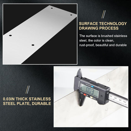 4 Pcs Stainless Steel Door Protection Push Plate with Screws, Brushed Metal Door Kick Plates for Interior & Exterior Doors, Anti-Scratch, 16 Inch, for Home & Commercial Use.