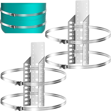 2 Set Expansion Tank Mounting Bracket Thermal Expansion Tank Holder with 4 Water Heater Strap Earthquake Straps Nitrogen Propane Holder for 5 Gallon or 13 Inch Diameter Pole.