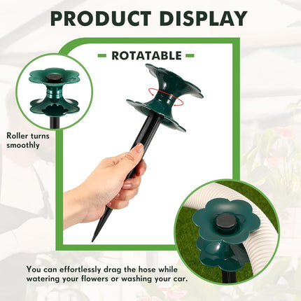 12 Packs 9.84 Inch Garden Hose Guide Spike, Flower Shaped Water Hose Holder Spike Stand with Stake, Heavy Duty Green, Keeps Garden Hose out of Flower Beds, for Plant Protection.