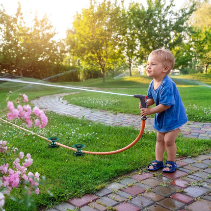 12 Packs 9.84 Inch Garden Hose Guide Spike, Flower Shaped Water Hose Holder Spike Stand with Stake, Heavy Duty Green, Keeps Garden Hose out of Flower Beds, for Plant Protection.