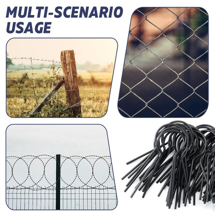 80 Pack 1 5/8" Od Ez Preformed Twist 8 Gauge Galvanized Steel Twist Fence Ties Black Vinyl Coated Chain Link Fence Ties for T-Posts/u-Posts.
