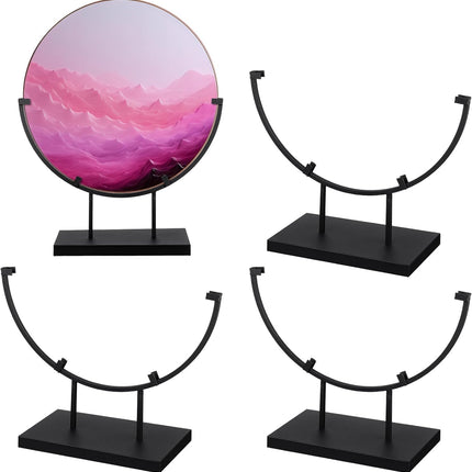 4 PCS 10 Inch Round Metal Display Stands for Stained Glass Fused Glass Art Easel Display Stands Decorative Plate Holder for Art Panels Picture Platter Photo.