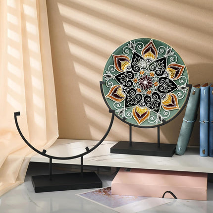 4 PCS 10 Inch Round Metal Display Stands for Stained Glass Fused Glass Art Easel Display Stands Decorative Plate Holder for Art Panels Picture Platter Photo.