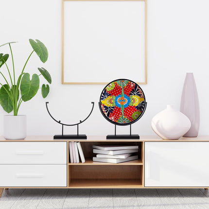 4 PCS 10 Inch Round Metal Display Stands for Stained Glass Fused Glass Art Easel Display Stands Decorative Plate Holder for Art Panels Picture Platter Photo.