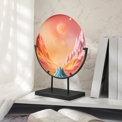 4 PCS 10 Inch Round Metal Display Stands for Stained Glass Fused Glass Art Easel Display Stands Decorative Plate Holder for Art Panels Picture Platter Photo.