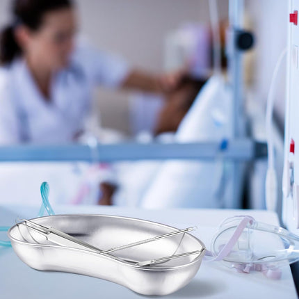 6 Pcs Stainless Steel Kidney Tray 8'' Medium Kidney Shaped Emesis Basin Surgical Medical Tray pan Bowls Reusable Metal Dish Dental Lab Instruments Bathroom Soiled Dressings Medic Waster.