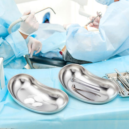 6 Pcs Stainless Steel Kidney Tray 8'' Medium Kidney Shaped Emesis Basin Surgical Medical Tray pan Bowls Reusable Metal Dish Dental Lab Instruments Bathroom Soiled Dressings Medic Waster.