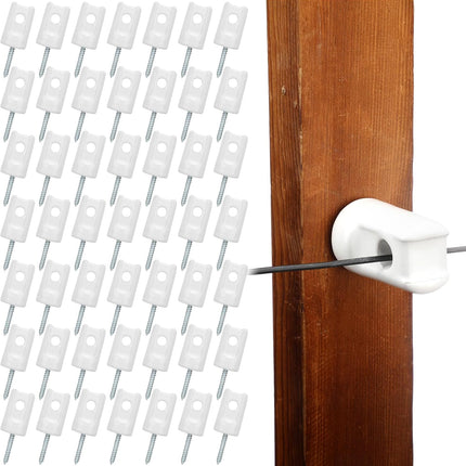 50 Pack Ceramic Electric Fence Insulator Heavy Duty Ceramic Porcelain Lag Screw Insulator for Wooden Post Electrical Wire Ground Fencing Agricultural and Ranchers Supplies.