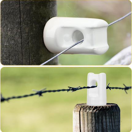 50 Pack Ceramic Electric Fence Insulator Heavy Duty Ceramic Porcelain Lag Screw Insulator for Wooden Post Electrical Wire Ground Fencing Agricultural and Ranchers Supplies.