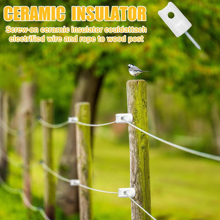 50 Pack Ceramic Electric Fence Insulator Heavy Duty Ceramic Porcelain Lag Screw Insulator for Wooden Post Electrical Wire Ground Fencing Agricultural and Ranchers Supplies.