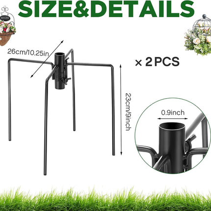 2 Pcs Pole Stabilizer Stand Base for Outdoor Bird Feeder Pole with 4 Prongs Base for 1/2 or 3/4 Inch Freestanding Supplies for Hanging Bird Feeder, Birdhouse, Lantern.