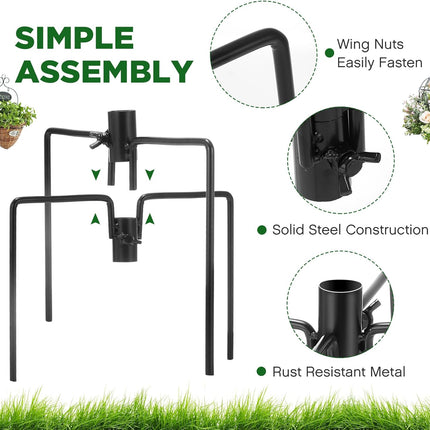 2 Pcs Pole Stabilizer Stand Base for Outdoor Bird Feeder Pole with 4 Prongs Base for 1/2 or 3/4 Inch Freestanding Supplies for Hanging Bird Feeder, Birdhouse, Lantern.