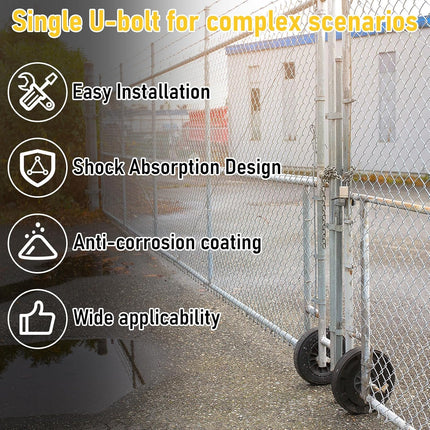 2 Pcs Chain Link Nylon Rolling Gate Track Wheel Sliding Rollers Galvanized Steel Hardware Cantilever Wheel for 2" (1-7/8") Gate Frame and 1-5/8" Track Pipe.