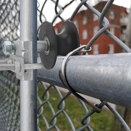 2 Pcs Chain Link Nylon Rolling Gate Track Wheel Sliding Rollers Galvanized Steel Hardware Cantilever Wheel for 2" (1-7/8") Gate Frame and 1-5/8" Track Pipe.