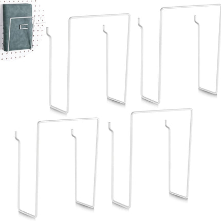 4 Pcs White Pegboard Magazines Holder Literature Display Mail File Holder Books Wall Organizer Pegboard Shelf Hooks Accessories for Display Exhibitions Trade Show Shelf Office Kitchens.