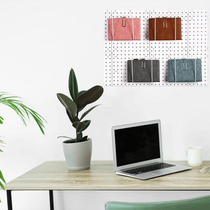 4 Pcs White Pegboard Magazines Holder Literature Display Mail File Holder Books Wall Organizer Pegboard Shelf Hooks Accessories for Display Exhibitions Trade Show Shelf Office Kitchens.