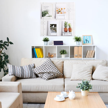 4 Pcs White Pegboard Magazines Holder Literature Display Mail File Holder Books Wall Organizer Pegboard Shelf Hooks Accessories for Display Exhibitions Trade Show Shelf Office Kitchens.