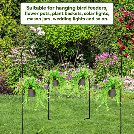 36 Pieces Outdoor Shepherds Hook 36" Tall 1/3" Thick Rust Resistant Adjustable Metal Garden Hook for Hanging Plants Bird Feeders Lantern Hangers Flower Basket Christmas Lights Weddings, Black.