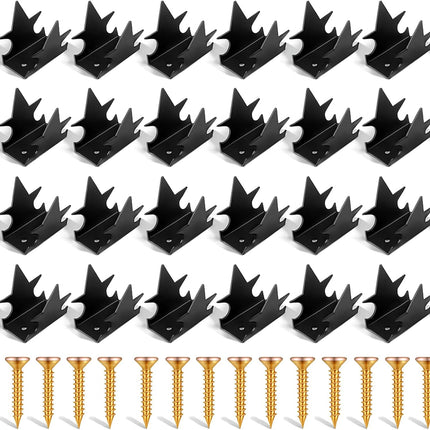 24 Pcs Anti Climb Fence Spikes Intruder Deterrent Fence Wall Security Spikes for Outdoor Thief Bird Squirrel Raccoon Snake Cat Deterrent Garden Roofs Home Security (Black).