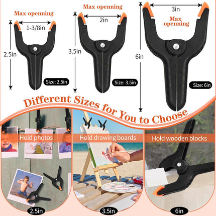 12 Pack 6 Inch Plastic Spring Clamps, for Crafts, Woodworking, Backdrop Stand, Photography, Home Dec.