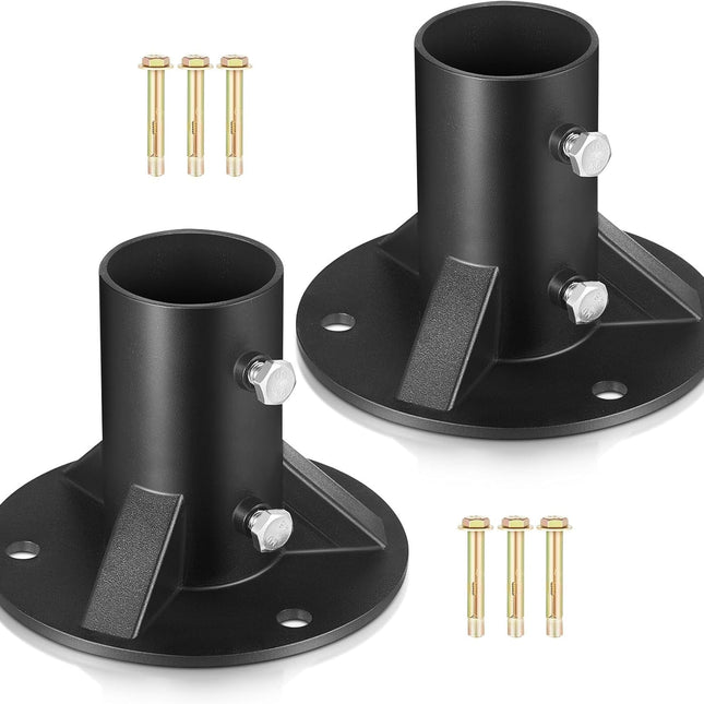 2 Pack Chain Link Fence Post 2'' Floor Flange Heavy Duty Round Post Base Bracket (od 1-7/8'') Fits Fence Mailbox Railing Deck Flag Column Stair Handrail with Expansion Bolts and Screws