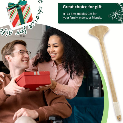 Bamboo Back Scratcher, 22'' Extra Long Curved Handle Reach Back Easily, Wide Brush Head Soft Bristles for Instant Itch Relief, Wet or Dry Use for Shower, Easy to Grip for Men/Women/Elderly.