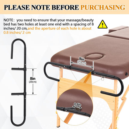 2 Pcs Massage Paper Roll Holder for Massage Tables Adjustable from 24" to 30" Width, with Rubber Band for Paper Roll Fixed.