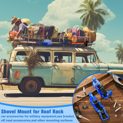 8 Pcs Shovel Holder, Heavy Duty Shovel Mounts for Roof Rack, Quick Release Axe Holder Mount Kit, Metal and Rubber Car Accessories Garage Storage Wall Mounting Brackets Truck.