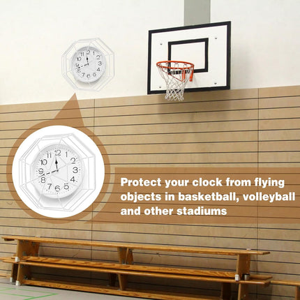 lulu Clock/Ball Damage Protector, Protective Coated Guard Device Safety Cover, 14.25 Inch Diameter, Iron, for Clock Damage Protector in The Gym.