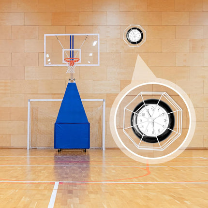 lulu Clock/Ball Damage Protector, Protective Coated Guard Device Safety Cover, 14.25 Inch Diameter, Iron, for Clock Damage Protector in The Gym.