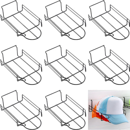 8 Pcs Wire Hat Display for Slat Wall Black Baseball Hat Display Rack Slatwall Accessories Retail Shelves for Bedroom Store Merchandise Office Wall Door Closet Hats Organizer.