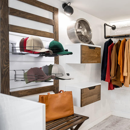 8 Pcs Wire Hat Display for Slat Wall Black Baseball Hat Display Rack Slatwall Accessories Retail Shelves for Bedroom Store Merchandise Office Wall Door Closet Hats Organizer.