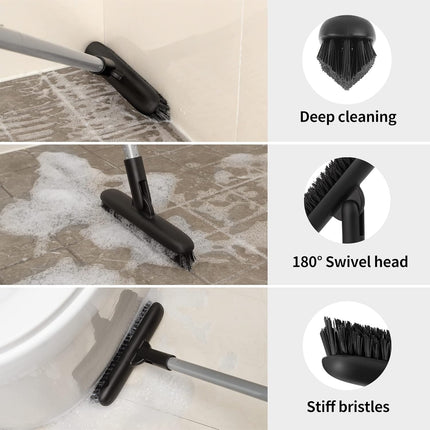 Heavy Duty Grout Scrub Brush with Long Handle, Shower Floor Scrubber for Cleaning, Tile Scrub Brush with Stiff Bristles.