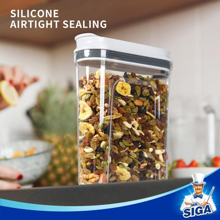 Airtight Cereal Dispenser Set, Storage Containers for Dry Goods, Nuts, Beans, Snacks, BPA Free, 1.6 L / 1.69 Qt, Medium, Clear, 2 Pack.
