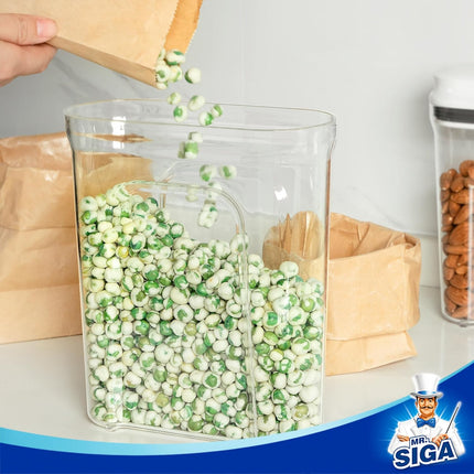 Airtight Cereal Dispenser Set, Storage Containers for Dry Goods, Nuts, Beans, Snacks, BPA Free, 1.6 L / 1.69 Qt, Medium, Clear, 2 Pack.