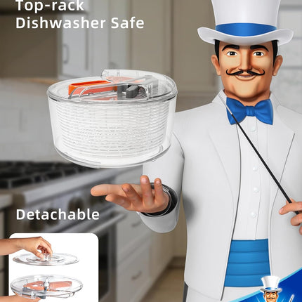 Large Salad Spinner, Fruit Washing Bowl with Strainer, Salad Dryer for Washing, Spinning, and Draining Greens, Fruits, and Vegetables.