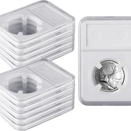 10 Packs 40mm Coin Slab Display Holder, Storage Case for American Silver Eagle 1 oz Coin, Clear Acrylic Cases for Coin Organize and Collection, Four-Point Fixation Coin Slab Capsules Protector.