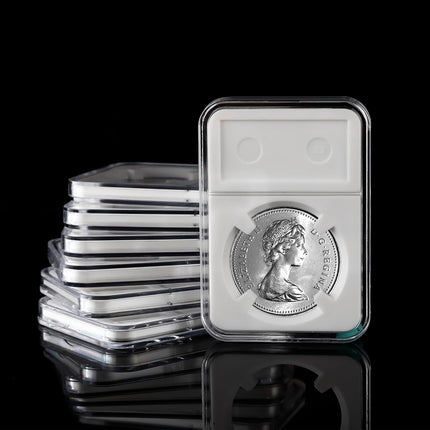 10 Packs 40mm Coin Slab Display Holder, Storage Case for American Silver Eagle 1 oz Coin, Clear Acrylic Cases for Coin Organize and Collection, Four-Point Fixation Coin Slab Capsules Protector.