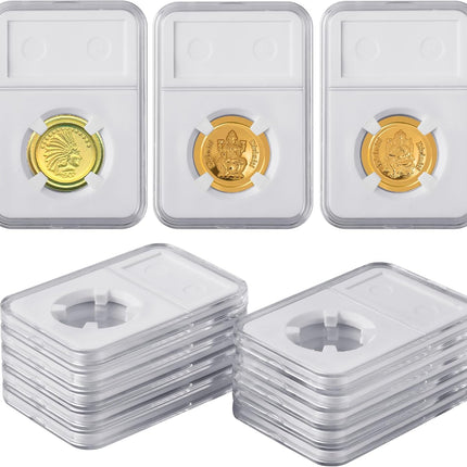 10-Pack 18mm Coin Slab Display Holder, Clear Acrylic Storage Case for Seated Liberty, Barber, Winged Liberty (Mercury), Roosevelt Dimes and Other 18mm Coins, Four-Point Fixation Coin Collection Box.