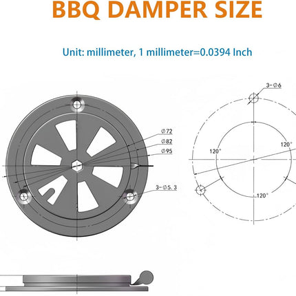Stainless Steel BBQ Smoker Air Vent - Adjustable Grill Damper for Controlling Airflow - Replacement Parts for Grill and Smoker Vents - 8 Packs.